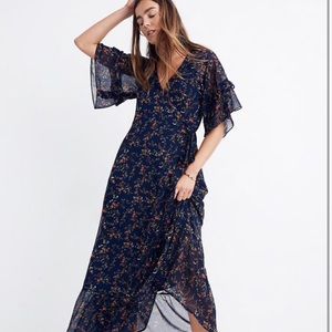 Madewell Vervain Ruffle-Sleeve Wrap Dress